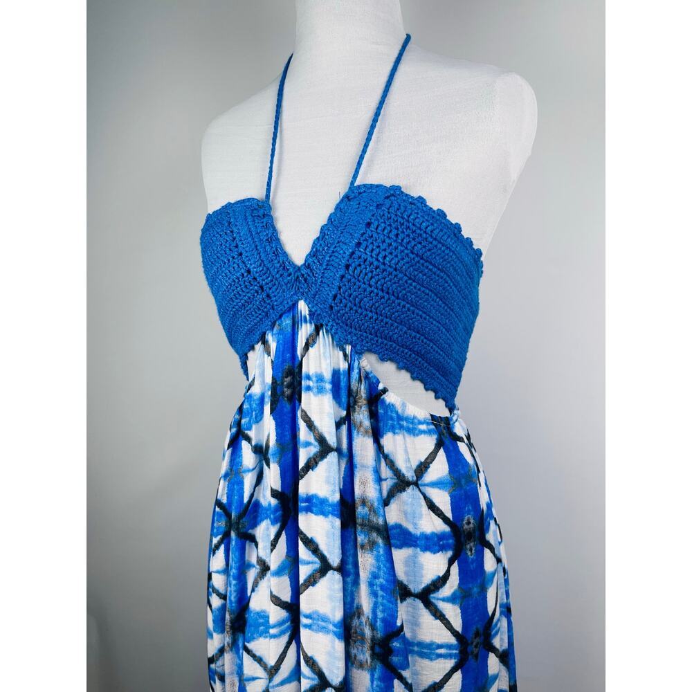 NWOT AQUA Blue Crochet Top Tie-Dye Midi Dress Size M​ - Picture 5 of 9